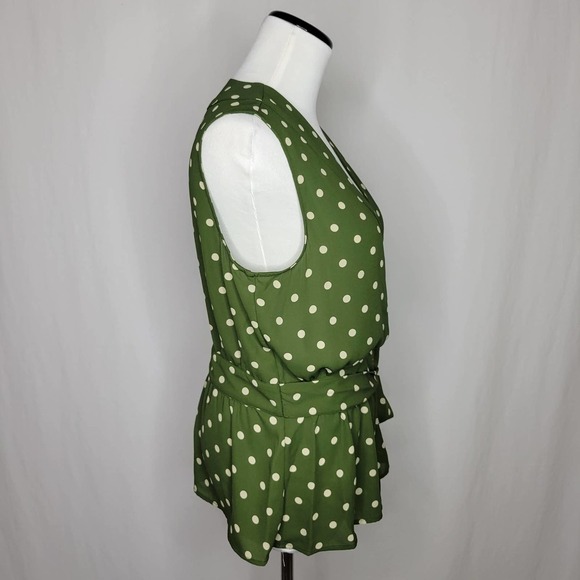 Tommy Hilfiger Tie Front Polka Dot Blouse Green Size Small - Picture 7 of 10